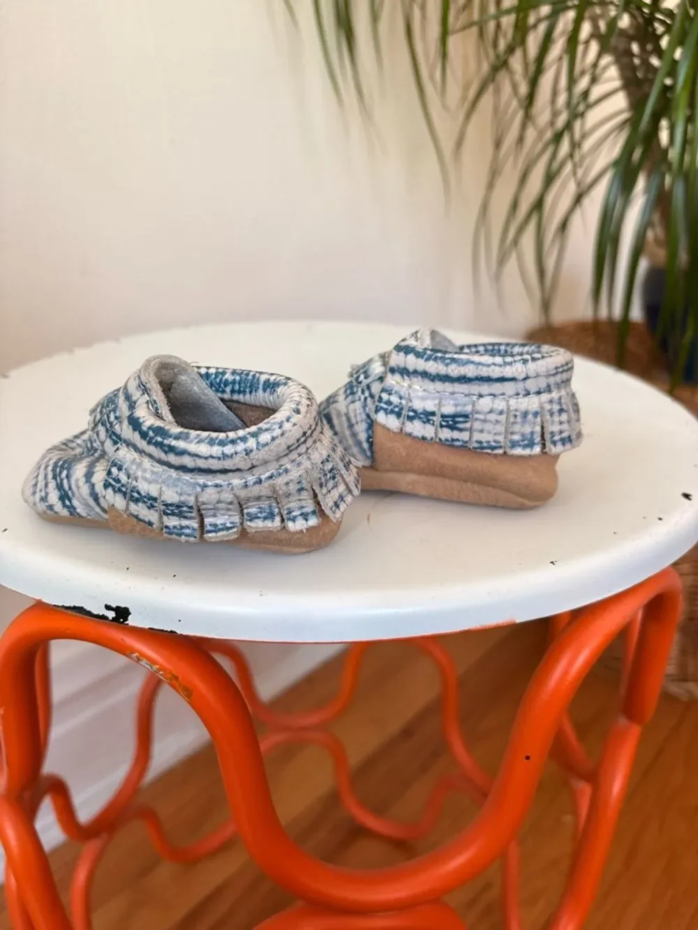Tie-Dye Blue Baby Moccasins - Soft Slip-On Kids Shoes
